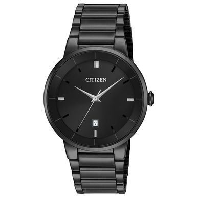 Citizen  - Mens Black Ion-Plated Stainless Steel Watch Black Dial