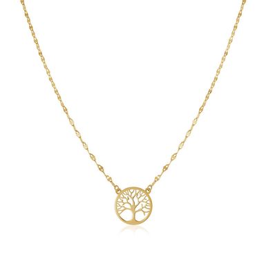 14K Yellow Gold Tree of Life Necklace (18 Inch)