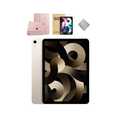 Apple - 10.9-Inch iPad Air - Latest Model - (5th Generation) with Wi-Fi - 64GB - Starlight With Rose Gold Case Bundle