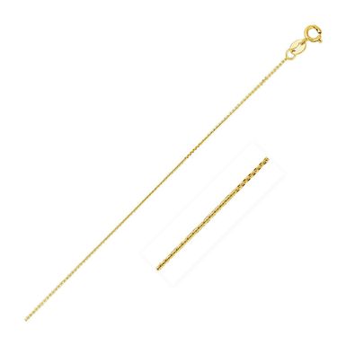 14k Yellow Gold Diamond Cut Cable Link Chain 0.8mm (16 Inch)