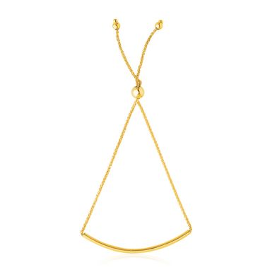 14k Yellow Gold Smooth Curved Bar Lariat Design Bracelet (9.25 Inch)