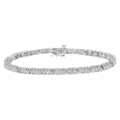 .925 Sterling Silver 1.0 cttw Miracle-Set Diamond Tennis Bracelet (I-J Color, I3 Clarity) - 7.25"