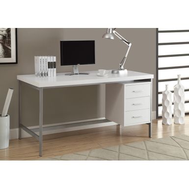 Computer Desk - 60"L / White / Silver Metal