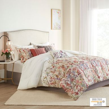 Multi Mariana 7 Piece Cotton Printed Comforter Set Cal King