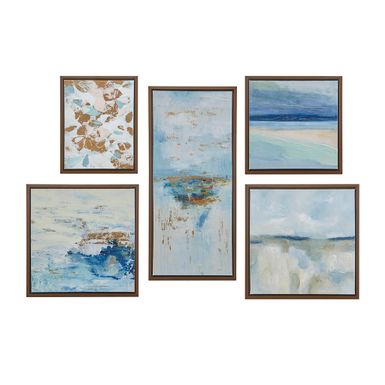 Blue Multi Blue Horizon 5-piece Gallery Framed Canvas Wall Art Set See below