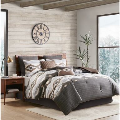 Grey/Brown Bitter Creek Oversized Comforter Set, Queen