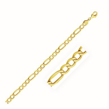 6.5mm 10k Yellow Gold Lite Figaro Chain (24 Inch)