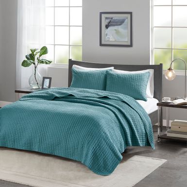 Teal Keaton 3 Piece Quilt Set Full/Queen