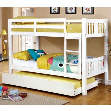 Transitional Wood Twin over Twin Bunk Bed in White