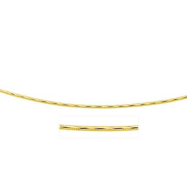 14k Yellow Gold Round Omega Necklace with Diamond Cuts (1.5 mm) (18 Inch)