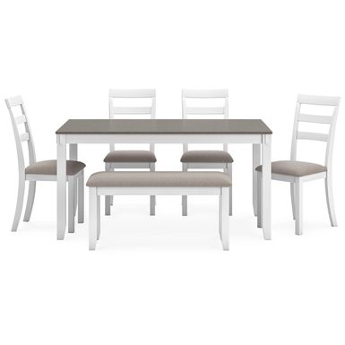 Stonehollow Dining Table and Chairs with Bench (Set of 6)