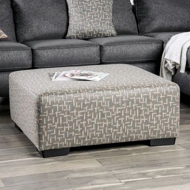 Transitional Chenille Upholstered Ottoman in Gray