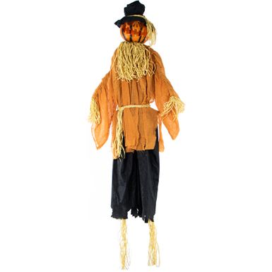 Life-Size Animatronic Pumpkin Scarecrow with Lights and Sound, Indoor or Covered Outdoor Halloween Decoration