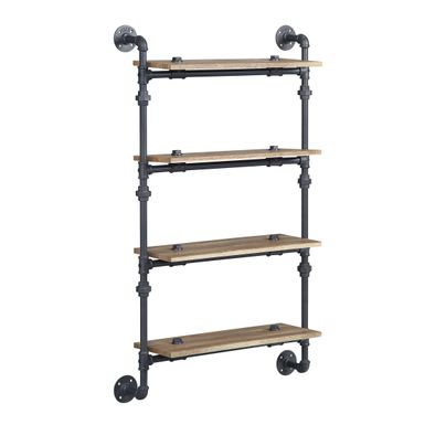 ACME Brantley Wall Rack w/4 Shelves, Oak & Sandy Black Finish