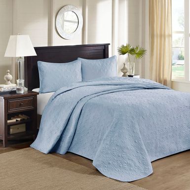 Blue Quebec Reversible Bedspread Set King