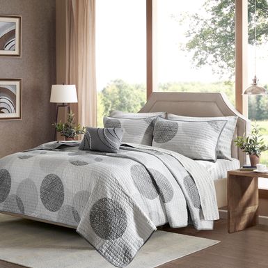 Grey Knowles 8 Piece Quilt Set with Cotton Bed Sheets Full