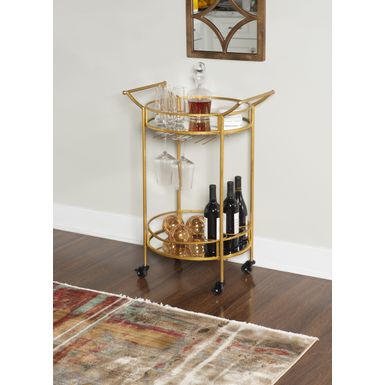 Sofkee Round Bar Cart Gold