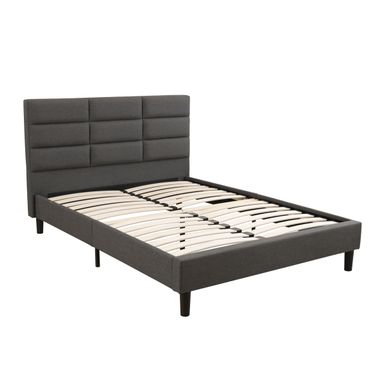 Roncy Dark Grey Upholstered Queen Platform Bed Frame