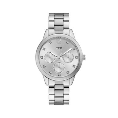 Bulova  - TFX Ladies Silver-Tone SS Crystal Watch Silver Dial