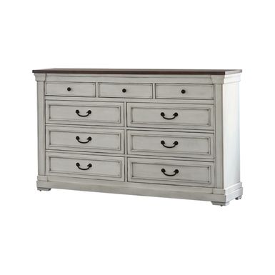 Hillcrest 9-drawer Dresser Dark Rum and White