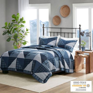 Blue Olsen Olsen 3 Piece Oversized Cotton Quilt Set Full/Queen