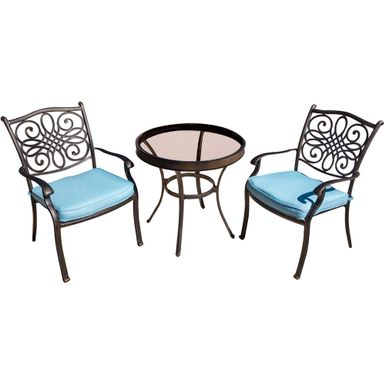 Traditions 3pc: 2 Dining Chairs, 30" Round Glass Top Table