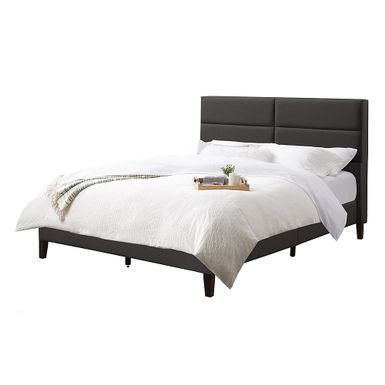 CorLiving - Bellevue Wide Panel Upholstered Bed Full - Dark Gray