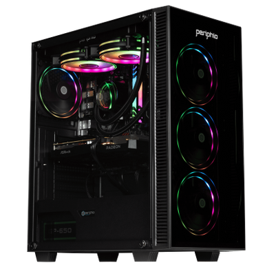 Periphio Firestorm Prebuilt Gaming PC, AMD Ryzen 5 5600X (4.6GHz Turbo), Radeon RX 6600 (8GB), 1TB M.2 NVMe SSD, 16GB DDR4 RAM, Windows 10, WiFi + BT