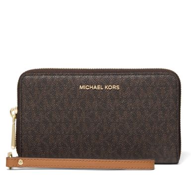 Michael Kors Jet Set Signature Large Flat Multifunction Phone Case - Brown