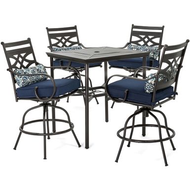 Montclair 5pc High Dining: 4 Swivel Chairs, 33" Square High Dining Table