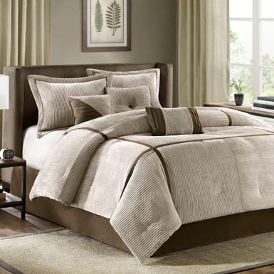 Taupe Dallas 7 Piece Micro Corduroy Comforter Set King