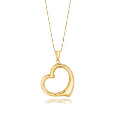 14k Yellow Gold Floating Heart Drop Pendant (18 Inch)