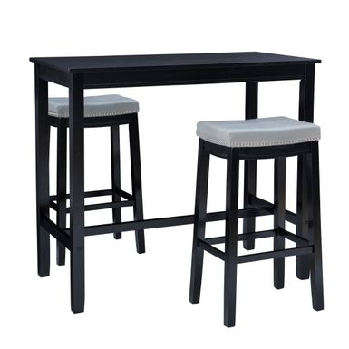 Ansley 3Pc Bar Set Black Gray