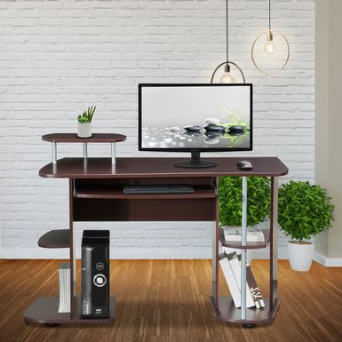 Complete Computer Workstation Desk with Storage, Chocolate