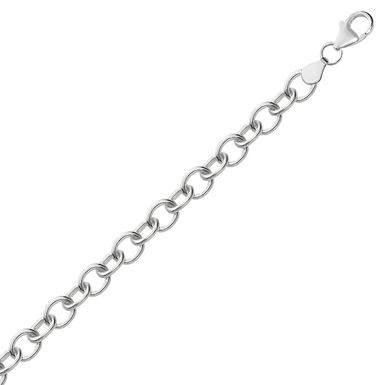 Sterling Silver Rhodium Plated Fancy Charm Bracelet (7.25 Inch)