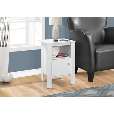 Accent Table/ Side/ End/ Nightstand/ Lamp/ Storage/ Living Room/ Bedroom/ Laminate/ White/ Transitional