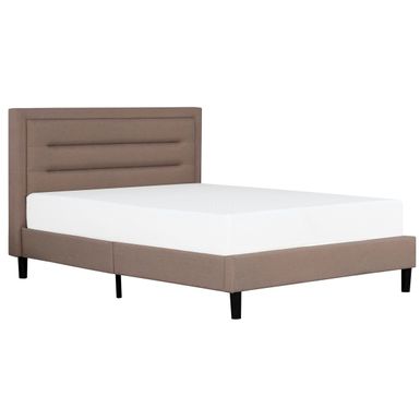 Olivia Queen Brown Upholstered Tufted Platform Bed