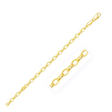 3.2mm 14k Yellow Gold Oval Rolo Bracelet (7 Inch)