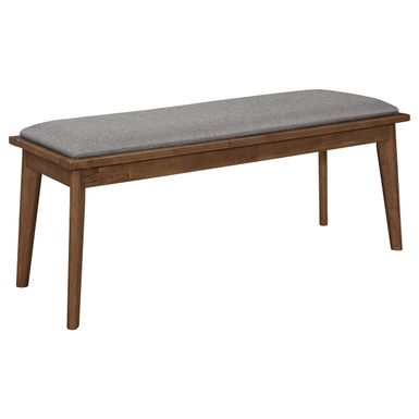 Alfredo Upholstered Dining Bench Grey and Natural Walnut