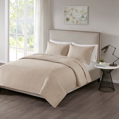 Khaki Otto 3 Piece Reversible Quilt Set Full/Queen