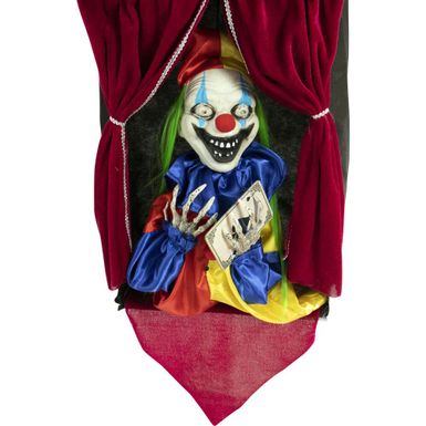 Hanging Clown Prop with Lights and Sound, Indoor/Covered Outdoor Halloween Decoration