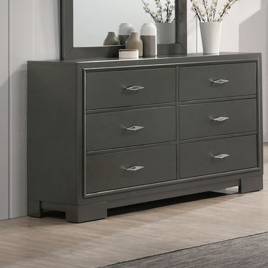 Contemporary 6-Drawer Metallic Gray Dresser