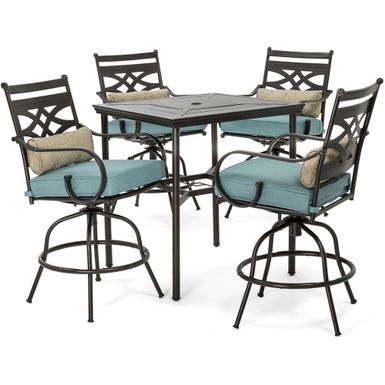 Montclair 5pc High Dining: 4 Swivel Chairs, 33" Square High Dining Table