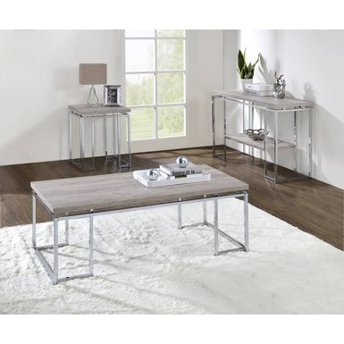 ACME Chafik Coffee Table, Natural Oak & Chrome