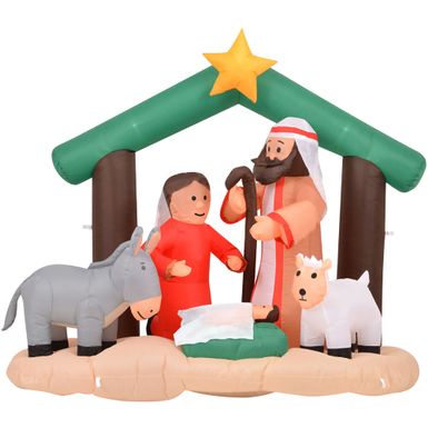 7ft Inflatable Nativity Scene with Animals with Lights