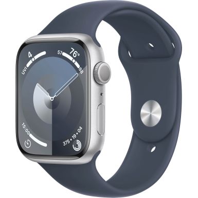 Apple Watch Series9 GPS 45mm Aluminum Case with Storm Blue Sport Band  (Medium/Large) - Silver