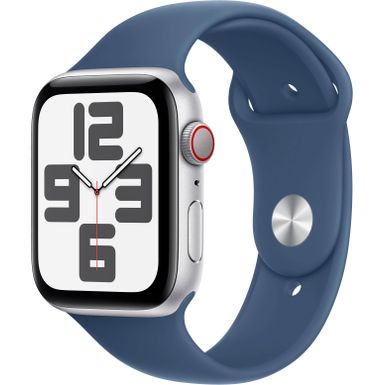 Apple Watch SE 2nd Generation (GPS+Cellular) 44mm Aluminum Case with Denim Sport Band - M/L - Silver