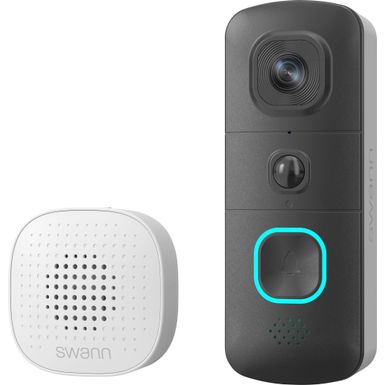 Swann EVO HD Wi-Fi Video Doorbell Wired or wire-free motion detection night vision 2-way talk local/cloud storage - BLACK