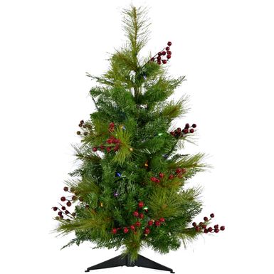 Fraser Hill Farm 3.6' Newberry Pine Tree - Multi LED Lights, Battery Box