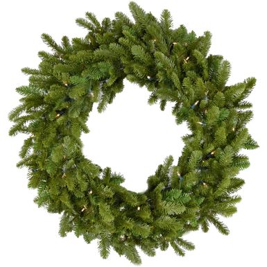 Christmas Time 36-In. Greenland Artificial Holiday Wreath with Clear Battery-Operated LED String Lights for Indoor and Outdoor Displays